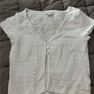 American Eagle White Button-Up Women's Top